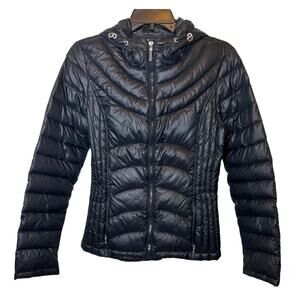 Andrew Marc Packable Lightweight Premium Down Puffer Coat, Black, Size Small